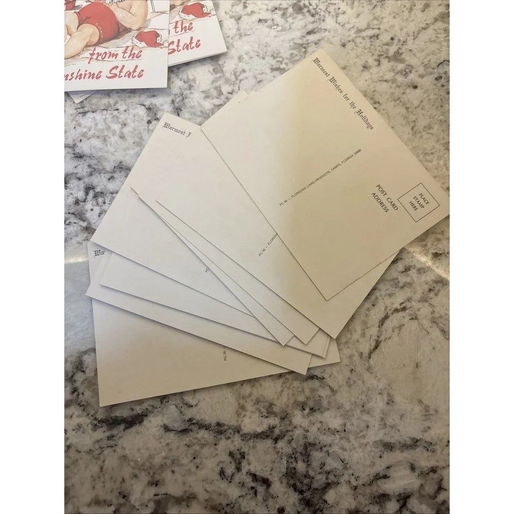 27 NOS Vtg Style Postcards Card Christmas Santa Claus Florida RV Beach‎ READ